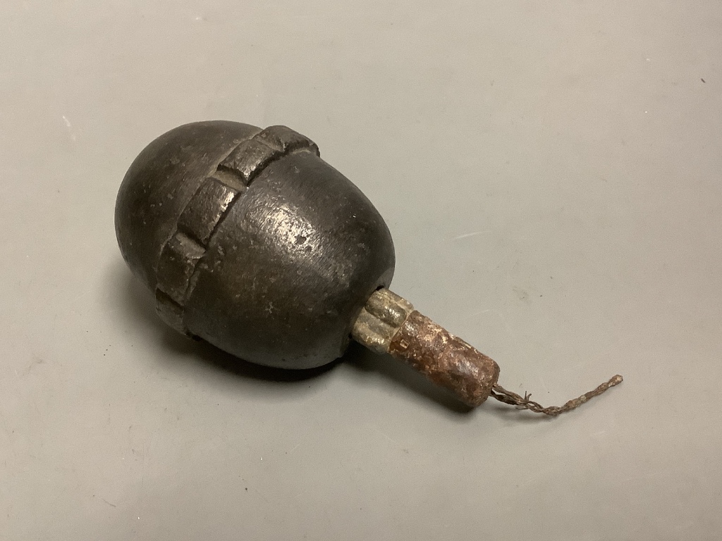 An inert German WWI egg grenade. Please note - only available to UK buyers. Collection only - postage not available.